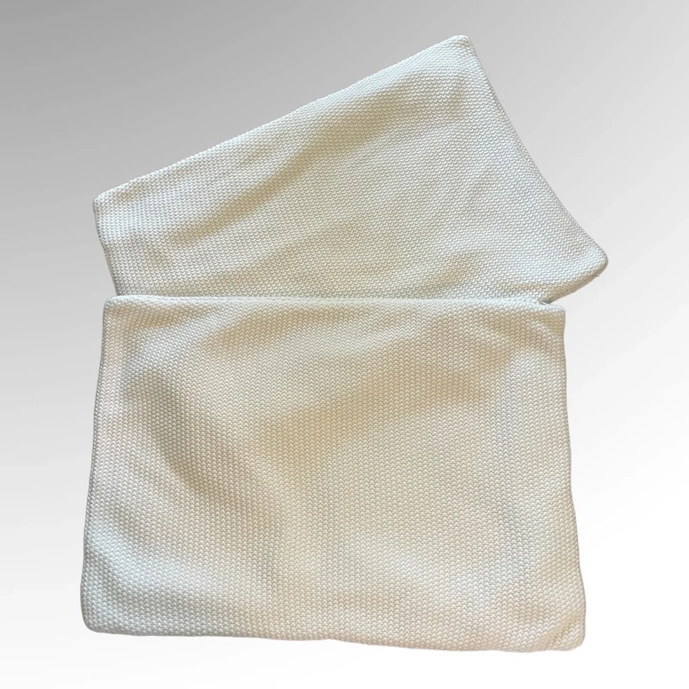 New! POTTERY BARN Ivory Sweater Knit Pillow Shams (2) 20x26